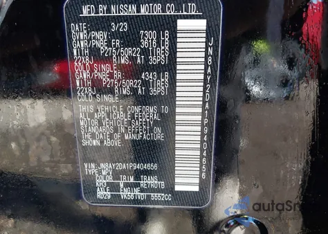 2023 Nissan Armada Platinum 2Wd from USA, damaged, VIN JN8AY2DA1P9404656